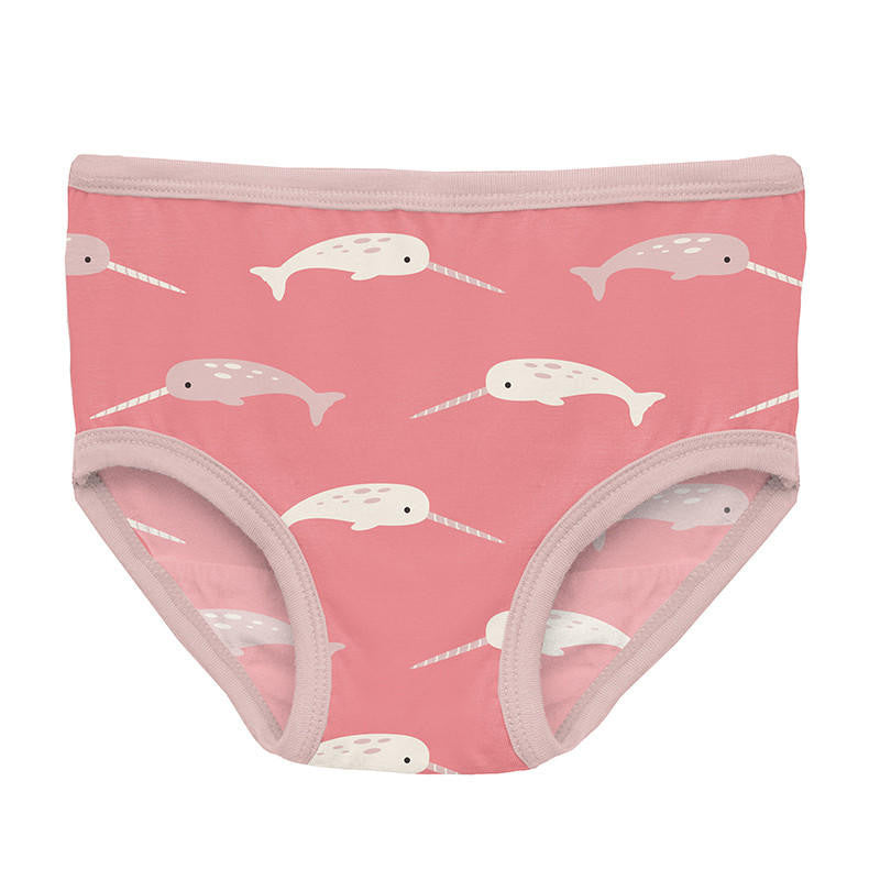 Girl's Print Bamboo Underwear - Strawberry Narwhal