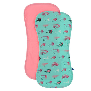 Girl's Print Bamboo Burp Cloths (Set of 2) - Strawberry & Glass Fishing Flies Burp Cloths