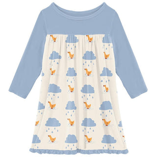 Girl's Print Bamboo Classic Long Sleeve Swing Dress - Natural Puddle Duck (15ANV) Baby & Toddler Dresses