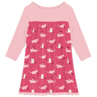 Girl's Print Classic Long Sleeve Swing Dress - Winter Rose Kitty (15ANV) Baby & Toddler Dresses