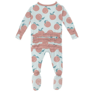 Girl's Print Classic Ruffle Footie with Zipper - Fresh Air Peaches Baby & Toddler Sleepwear