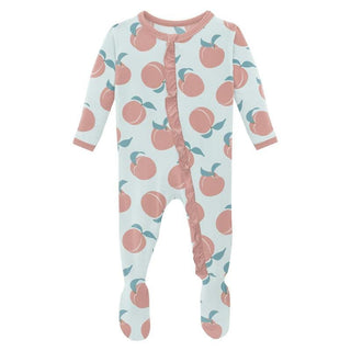 Girl's Print Classic Ruffle Footie with Zipper - Fresh Air Peaches Baby & Toddler Sleepwear