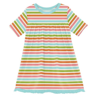 Girl's Print Bamboo Classic Short Sleeve Swing Dress - Beach Day Stripe Baby & Toddler Dresses