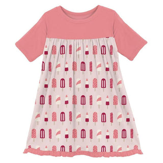 Girl's Print Classic Short Sleeve Swing Dress - Macaroon Popsicles Baby & Toddler Dresses