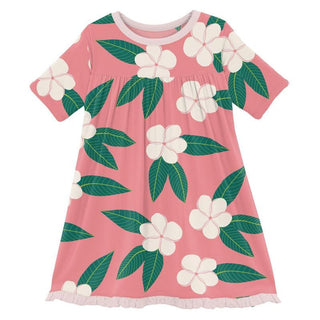 Girl's Print Bamboo Classic Short Sleeve Swing Dress - Strawberry Plumeria Baby & Toddler Dresses