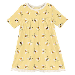 Girl's Print Classic Short Sleeve Swing Dress - Wallaby Bees Baby & Toddler Dresses