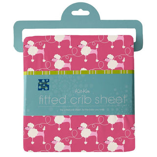 Girl's Print Bamboo Fitted Crib Sheet - Flamingo Poodles Bed Sheets