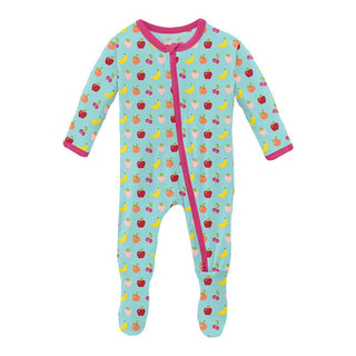 Girl's Print Bamboo Footie with 2-Way Zipper - Summer Sky Mini Fruit Baby & Toddler Sleepwear