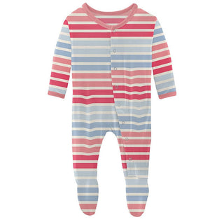 Girl's Print Footie with Snaps - Cotton Candy Stripe Baby & Toddler Sleepwear