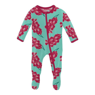 Girl's Print Footie with Zipper - Glass Orchids Baby & Toddler Sleepwear