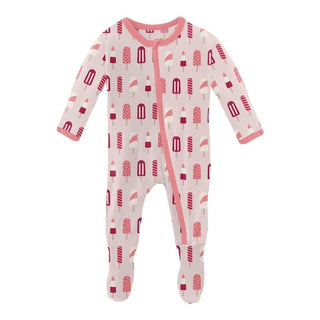 Girl's Print Footie with Zipper - Macaroon Popsicles Baby & Toddler Sleepwear