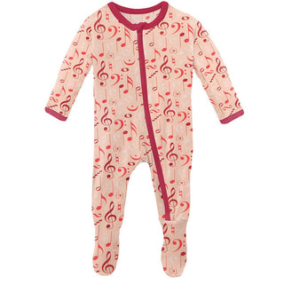 Girl's Print Bamboo Footie with Zipper - Peach Blossom Music Class Baby & Toddler Sleepwear