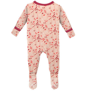 Girl's Print Bamboo Footie with Zipper - Peach Blossom Music Class Baby & Toddler Sleepwear