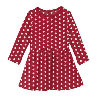 Girl's Print Bamboo Long Sleeve Twirl Dress - Candy Apple Polka Dots Baby & Toddler Dresses