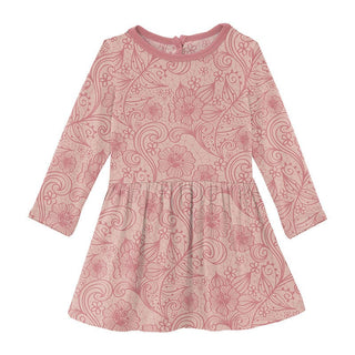 Girl's Print Long Sleeve Twirl Dress - Peach Blossom Lace Baby & Toddler Dresses