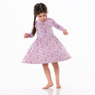 Girl's Print Bamboo Long Sleeve Twirl Dress - Sweet Pea Poppies (15ANV) Baby & Toddler Dresses