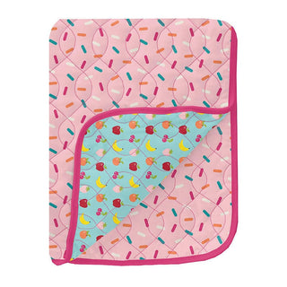 Girl's Print Quilted Toddler Blanket - Lotus Sprinkles & Summer Sky Mini Fruits Swaddling & Receiving Blankets