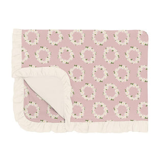 Girl's Print Bamboo Ruffle Toddler Blanket - Baby Rose Daisy Crowns Swaddling & Receiving Blankets