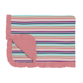 Girl's Print Ruffle Toddler Blanket - Love Stripe Swaddling & Receiving Blankets