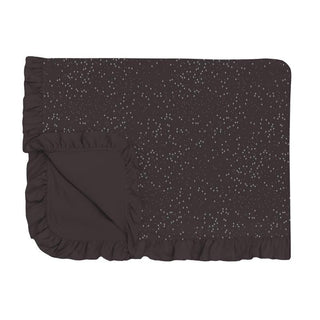 Girl's Print Bamboo Ruffle Toddler Blanket - Midnight Foil Constellations Swaddling & Receiving Blankets