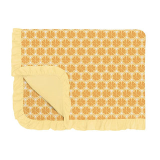 Girl's Print Ruffle Toddler Blanket - Natural Lemons Swaddling & Receiving Blankets