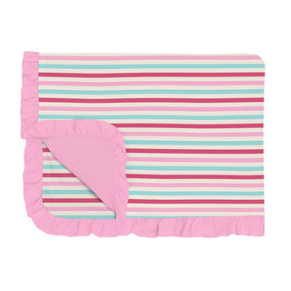 Girl's Print Ruffle Toddler Blanket - Sock Hop Stripe Swaddling & Receiving Blankets