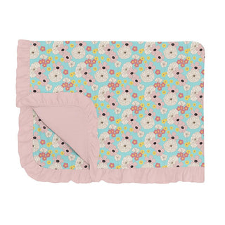 Girl's Print Bamboo Ruffle Toddler Blanket - Summer Sky Flower Power Swaddling & Receiving Blankets