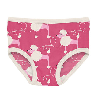 Girl's Print Bamboo Underwear - Flamingo Poodles Toddler Underwear