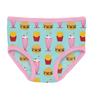 Girl's Print Bamboo Underwear - Summer Sky Cheeseburger Toddler Underwear