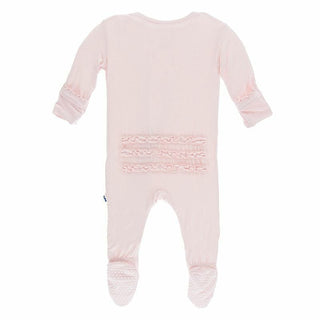 Girl's Solid Muffin Ruffle Footie with Zipper - Macaroon Baby & Toddler Sleepwear