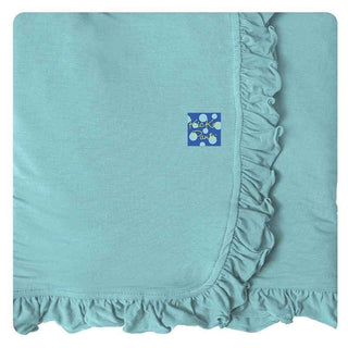 Girls Solid Ruffle Stroller Blanket- Glacier Swaddling & Receiving Blankets