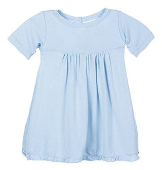 Girl's Solid Bamboo Short Sleeve Swing Dress with Keyhole Button Closure - Pond Baby & Toddler Dresses