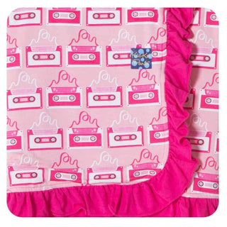 Girls Stroller Ruffle Blanket, Lotus Cassette Tape Swaddling & Receiving Blankets