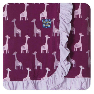 Girls Stroller Ruffle Blanket, Melody Giraffe Swaddling & Receiving Blankets