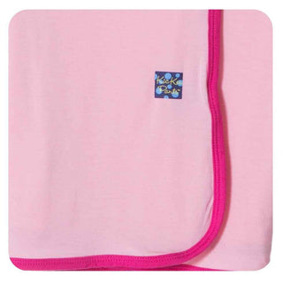 Girls Swaddling Receiving Blanket, Lotus w/ Calypso Contrast Trim, Lotus Swaddling Blankets