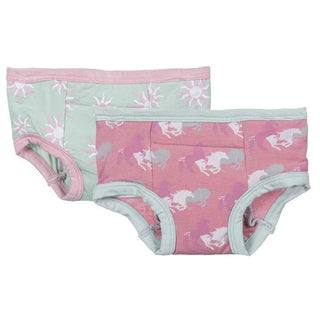 Girls Training Pants Set (Set of 2)- Desert Rose Wild Horses and Aloe Sunshine Potty Training