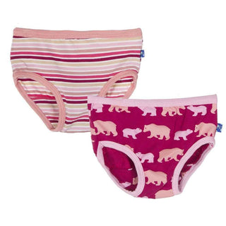 Girls Underwear (Set of 2), Forest Stripe & Rhododendron Brown Bear Toddler Underwear