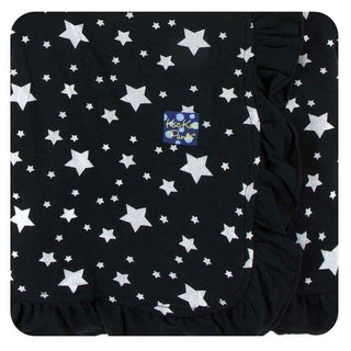 Holiday Girls Ruffle Stroller Blanket - Silver Stars Swaddling & Receiving Blankets