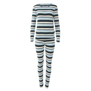 Women's Print Long Sleeve Fitted Pajama Set - Meteorology Stripe Pajamas