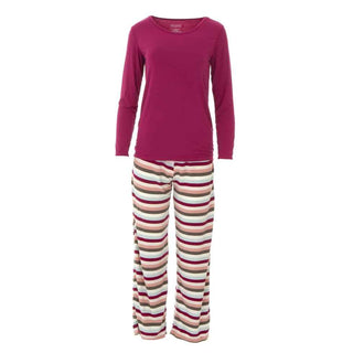 Women's Long Sleeve Loosey Goosey Tee & Pant Pajama Set - Geology Stripe Pajamas