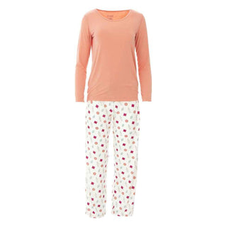 Women's Long Sleeve Loosey Goosey Tee & Pant Pajama Set - Natural Gems Pajamas