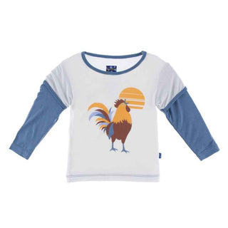 Long Sleeve Piece Print Double Layer Tee, Parisian Rooster Baby & Toddler Tops