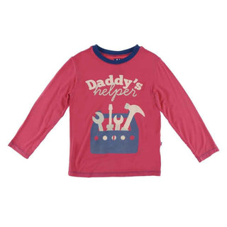 Long Sleeve Piece Print Easy Fit Crew Neck Tee - Flag Red Daddy's Helper Baby & Toddler Tops