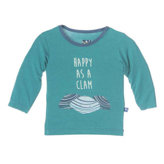 Long Sleeve Piece Print Tee, Lagoon Happy as a Clam Baby & Toddler Tops