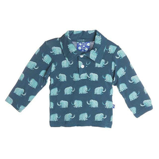 Long Sleeve Polo Shirt, Peacock Mammoth Baby & Toddler Tops