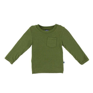 Long Sleeve Solid Bamboo Easy Fit Crew Neck Tee with Pocket - Moss Baby & Toddler Tops