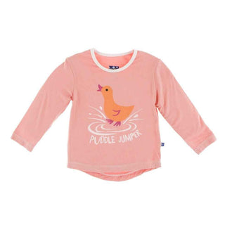 Print Bamboo Long Sleeve Tailored Playground Tee - Blush Puddle Jumper Baby & Toddler Tops