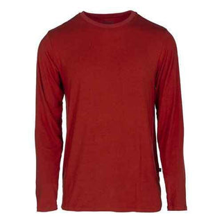 Men'sSolid Long Sleeve Basic Tee, Candy Apple Shirts & Tops