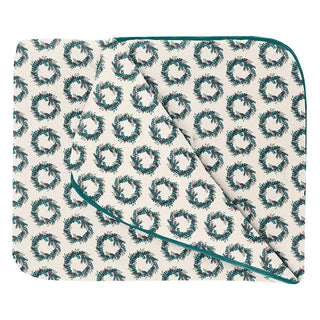 Print Bamboo Fluffle Throw Blanket - Natural Holiday Wreath Swaddling & Receiving Blankets