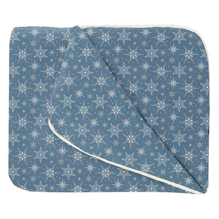 Print Bamboo Fluffle Throw Blanket - Parisian Blue Snowflakes Swaddling & Receiving Blankets